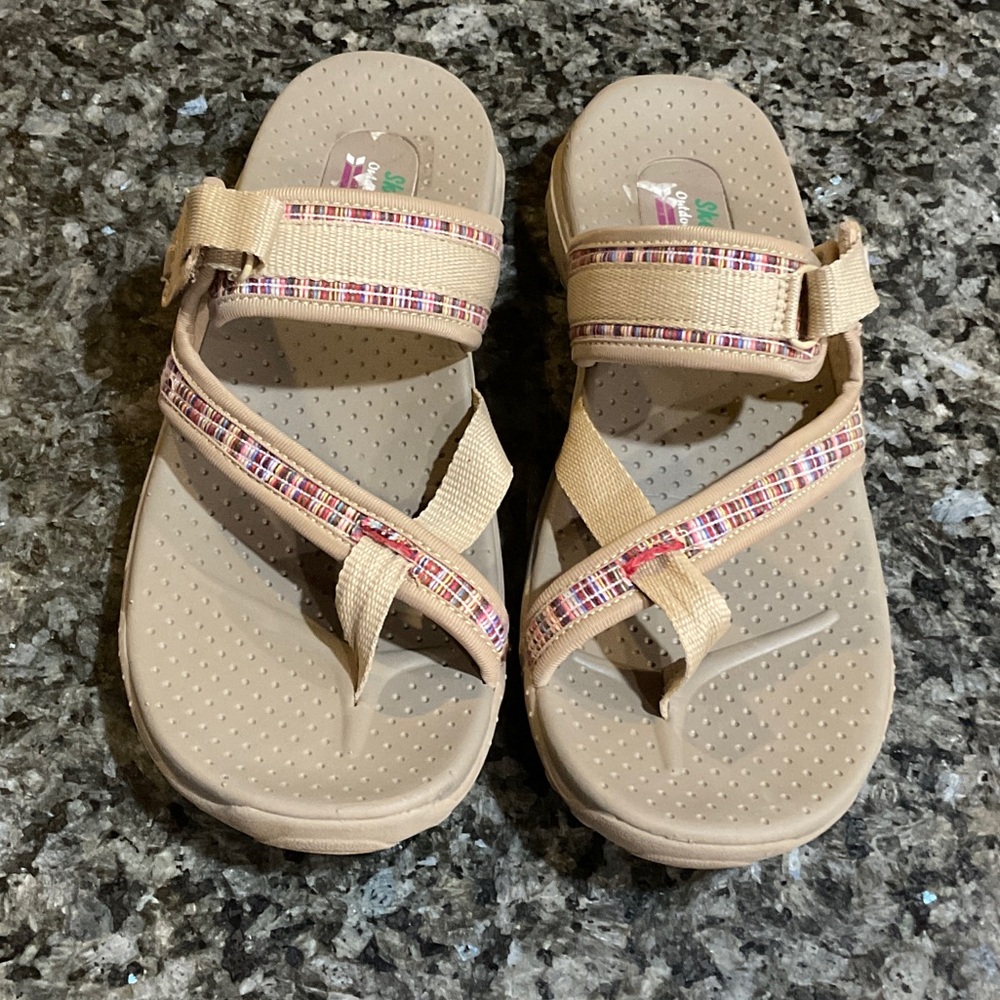 Skechers Beige Sandals with Colorful Straps